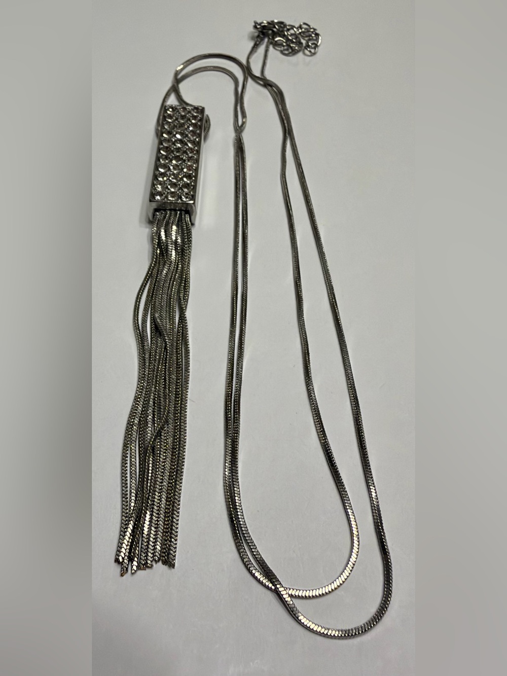 Silver-Tone Tassel Necklace Like New